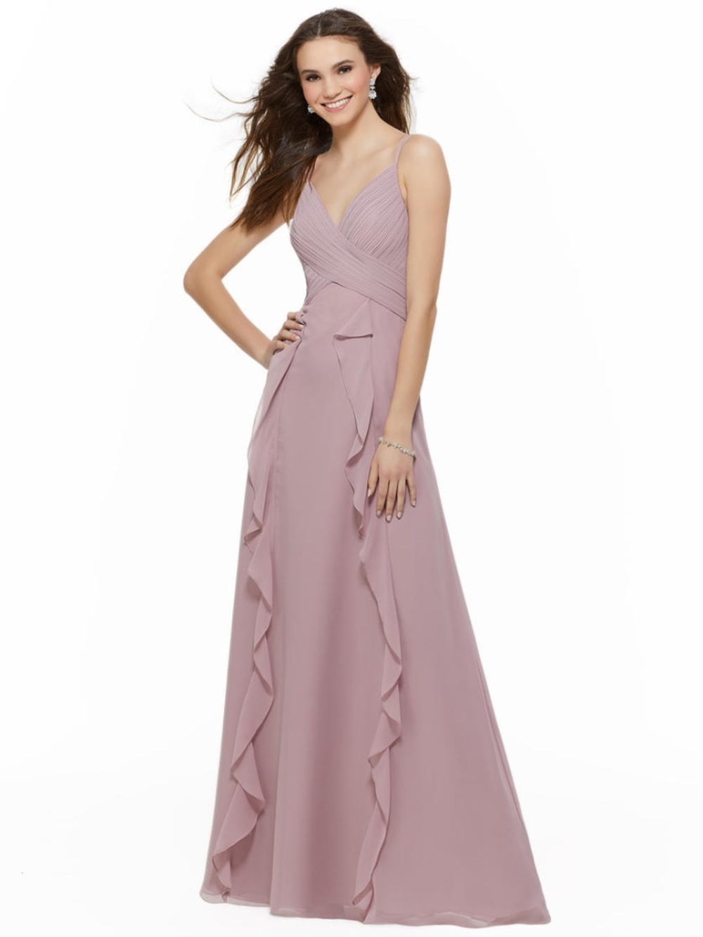 MORI LEE DESERT ROSE PINK CHIFFON GOWN SIZE 8